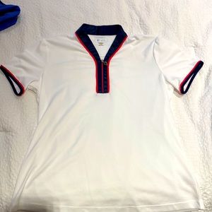 Greg Norman Women’s Golf Jersey, Size Large RED, WHITE, BLUE